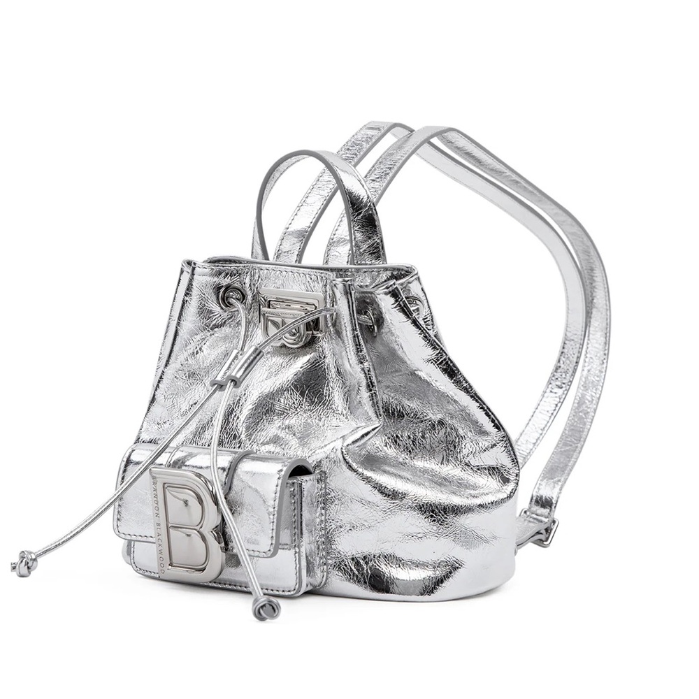 Brandon Blackwood Midori Bag- Cracked Metallic Silver Leather - Picture 5 of 8